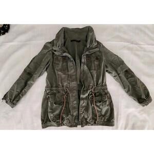 Cargo Jacket Utility Military Moto Y2K E Girl Indie Grunge Olive Green Cotton M